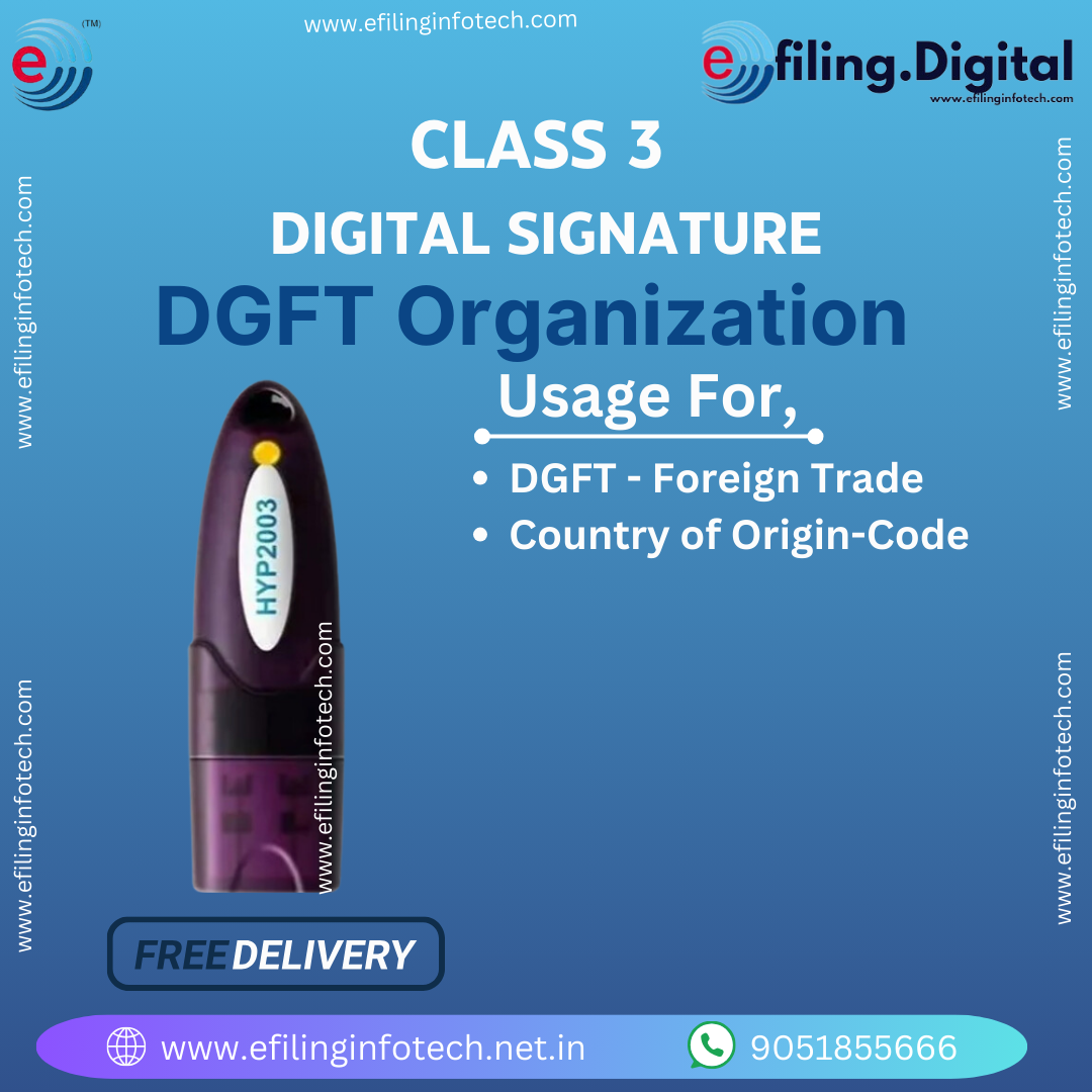 Buy DGFT with USB Token with 2 Years of Validity.