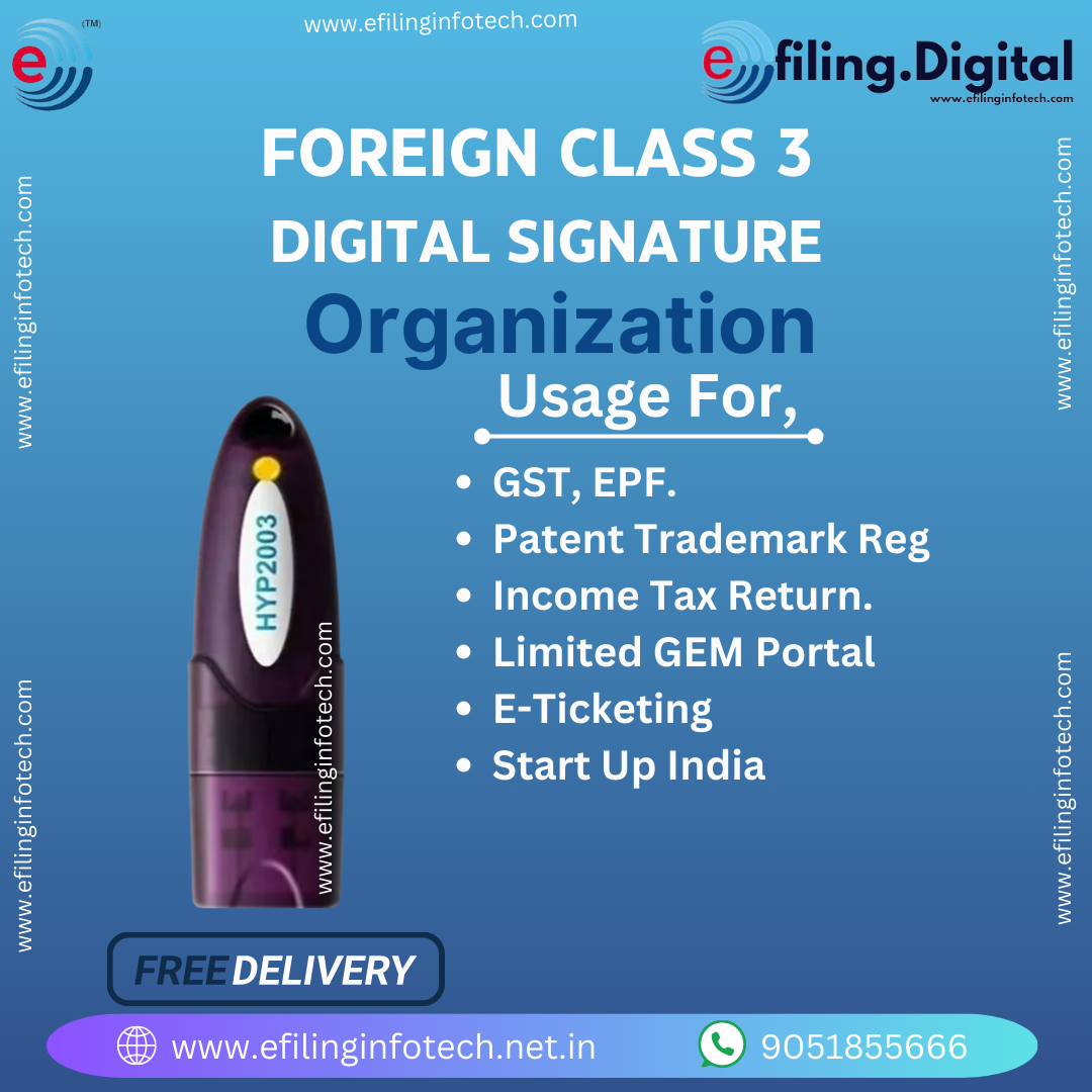 Foreign Class 3 Organization DSC with USB token.